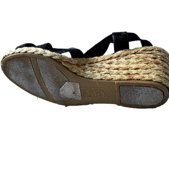 Chaps  Black Espadrille Wedge Sandals  Size 8 NEW NWOB - Picture 9 of 12